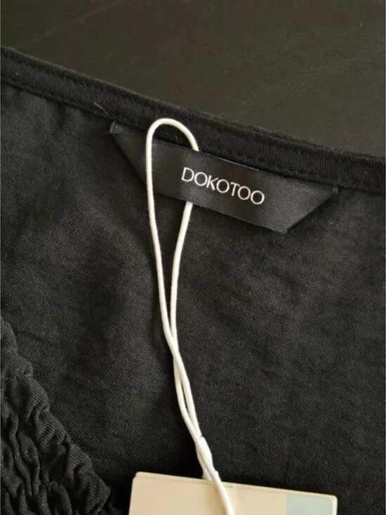 Dokotoo Women's XL Black Smocked Long Sleeve Mini Dress Scoop Neck Button Detail - Picture 3 of 11